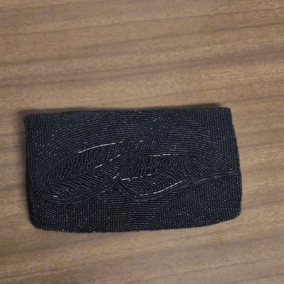 Accessories - Vintage Black Beaded Clutch